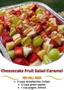 Delicious Cheesecake Fruit Salad with fresh fruits and creamy cheesecake filling