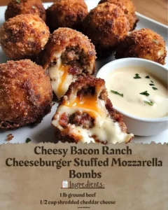 Cheesy bacon ranch cheeseburger bombs in a platter, golden and delicious.