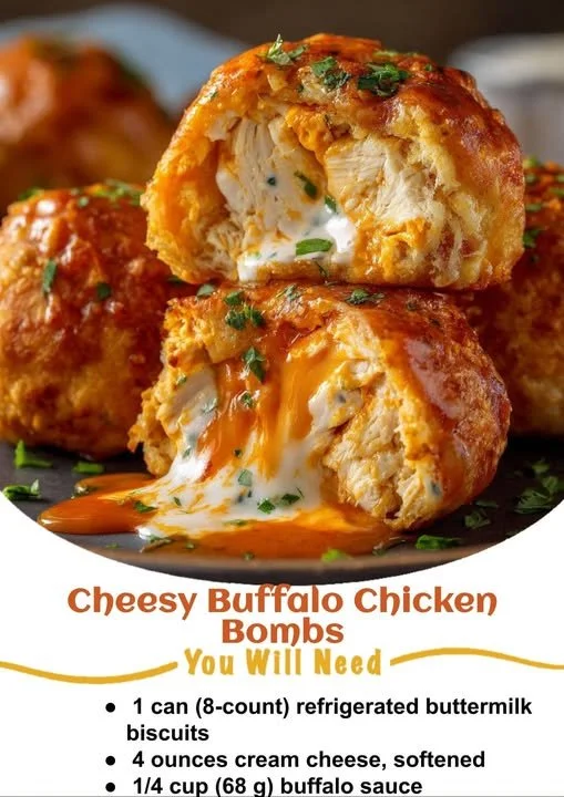 Cheesy Buffalo Chicken Bombs ready to be served on a platter