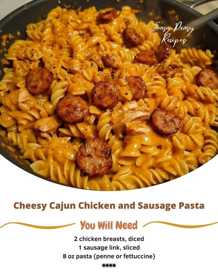 Cheesy Cajun chicken and sausage pasta in a creamy sauce