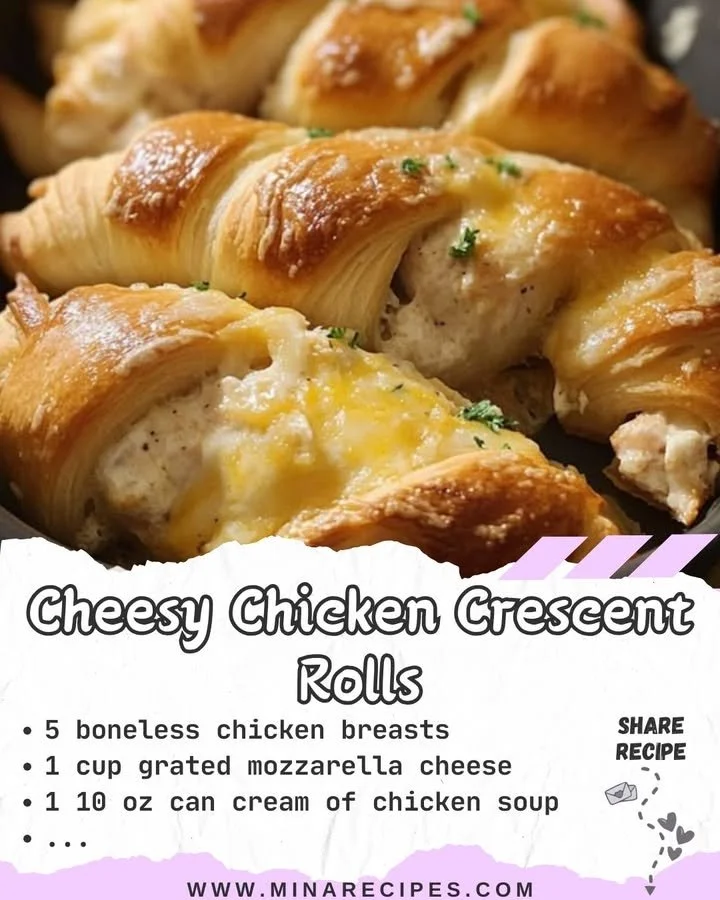 Cheesy Chicken Crescent Rolls topped with melted cheese and herbs on a plate.