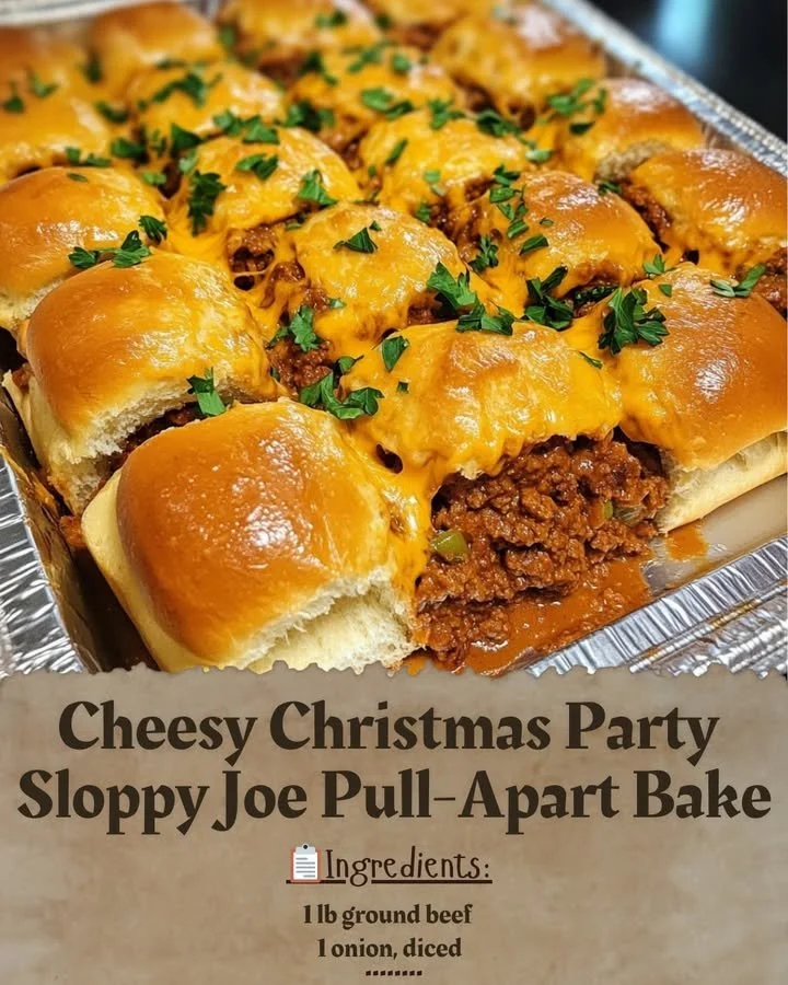 Cheesy Christmas Party Sloppy Joe Pull-Apart Bake
