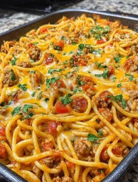 Cheesy Ground Beef Skillet Pasta