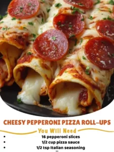 Cheesy pepperoni pizza roll-ups ready to be served on a plate.