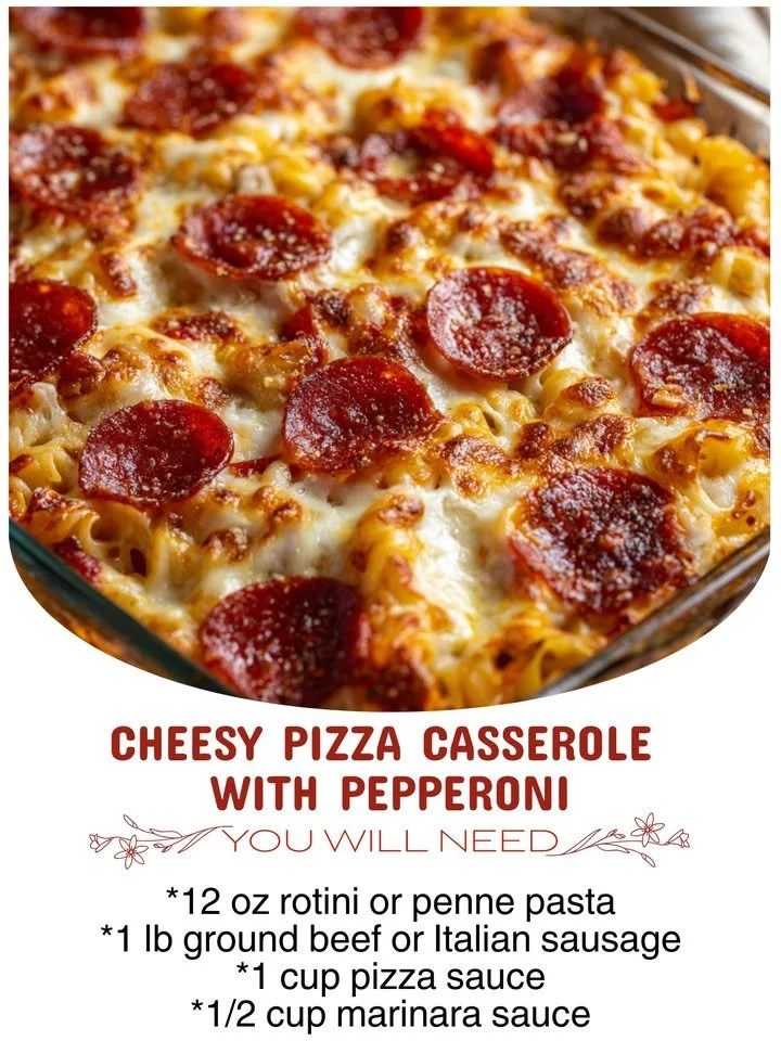 Cheesy Pizza Casserole with Pepperoni