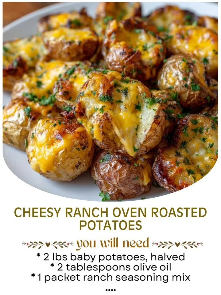 Cheesy Ranch Oven Roasted Potatoes, golden, crispy, and flavorful dish