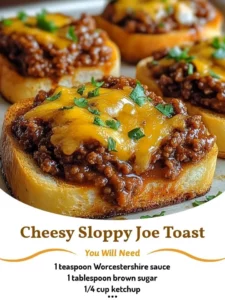 Cheesy Sloppy Joe Toast ready to serve on a plate with fresh toppings.