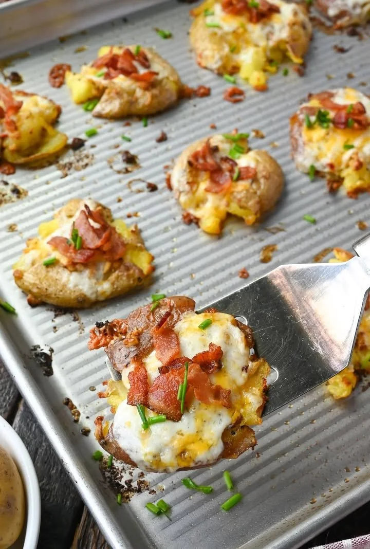 Cheesy Smashed Potato Bites