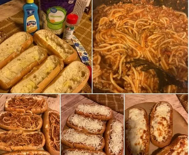 Cheesy spaghetti stuffed ready to serve on a plate with herbs.