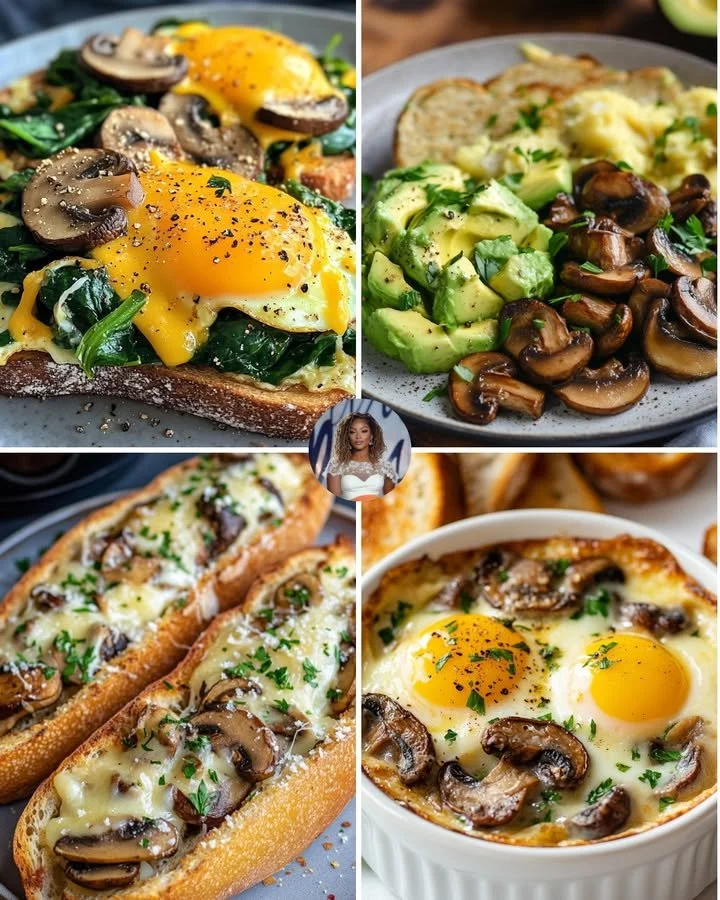 Cheesy Spinach & Mushroom Egg Toast
