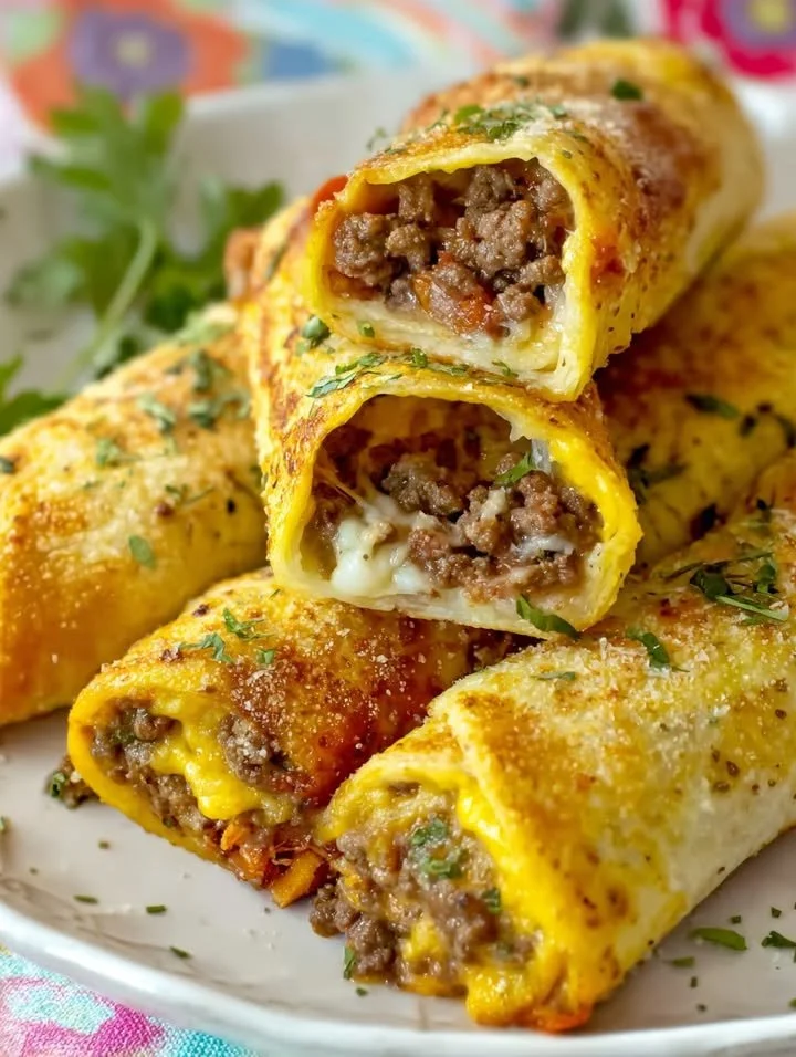 Cheesy taco sticks served with dipping sauce and garnished with parsley