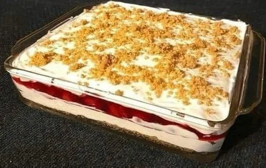 Delicious Cherry Cheesecake Lush dessert with vibrant cherry topping and creamy layers