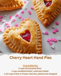 Cherry heart hand pies with flaky crust and sweet cherry filling