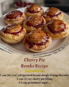 Homemade Cherry Pie Bombs with flaky crust and cherry filling