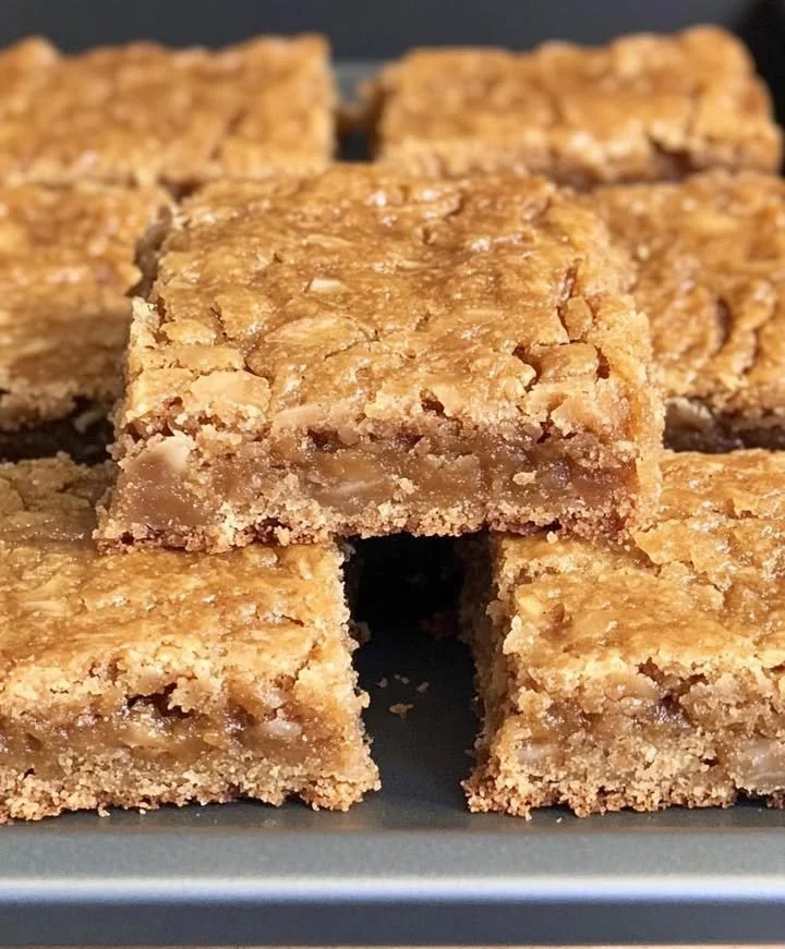 Delicious chewy coconut bars topped with shredded coconut.