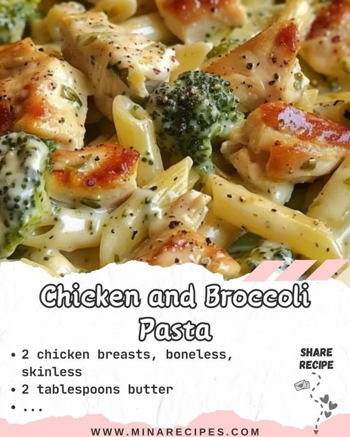 Delicious Chicken and Broccoli Pasta served in a bowl with garnishes.