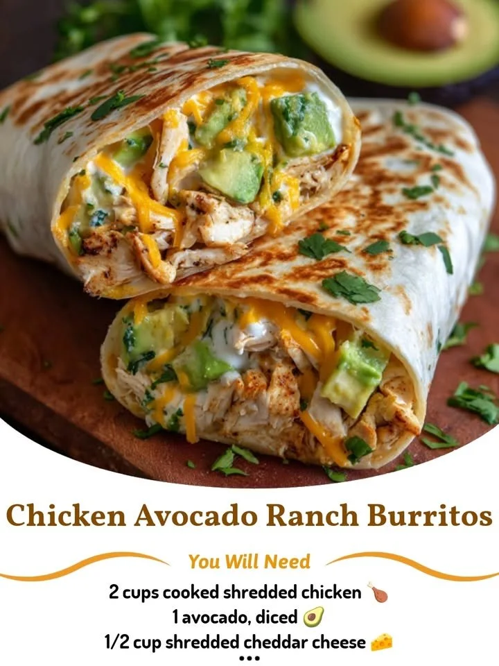Delicious Chicken Avocado Ranch Burritos ready to eat
