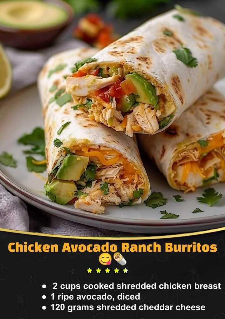 Chicken Avocado Ranch Burritos