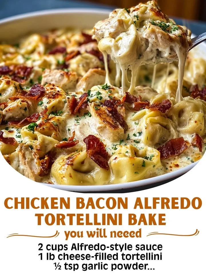 Chicken Bacon Alfredo Tortellini Bake