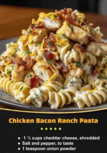Delicious Chicken Bacon Ranch Pasta served in a bowl with fresh herbs.