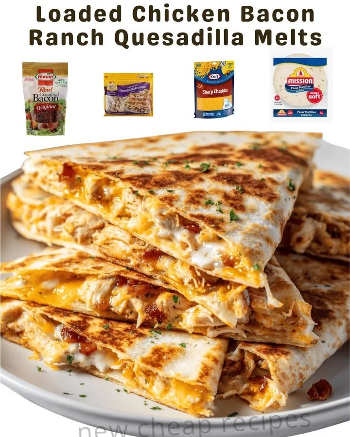 Delicious Chicken Bacon Ranch Quesadillas on a plate with fresh ingredients