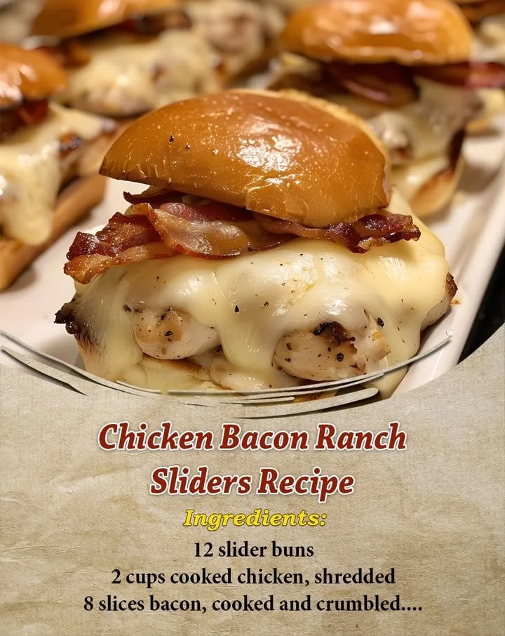Chicken Bacon Ranch Sliders on a platter, garnished and ready to serve
