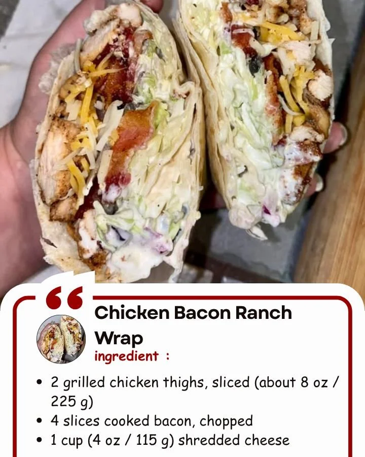 Delicious Chicken Bacon Ranch Wrap with fresh ingredients and crispy bacon