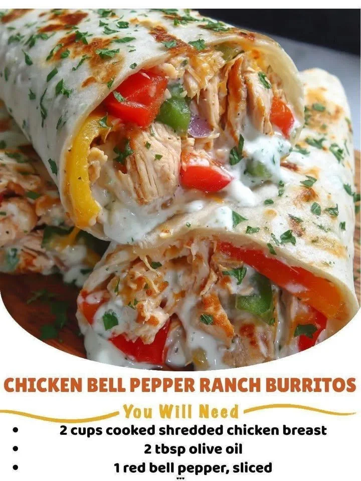 Chicken Bell Pepper Ranch Burritos