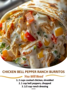 Delicious Chicken Bell Pepper Ranch Burritos ready to be served