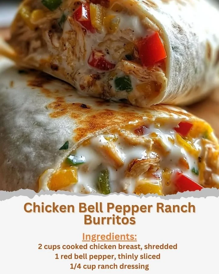 Delicious Chicken Bell Pepper Ranch Burritos ready to be served