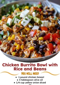 Delicious Chicken Burrito Bowl with Rice and Beans