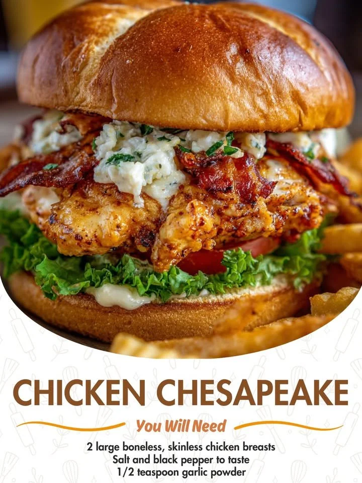 Plate of Chicken Chesapeake with crab topping and herbs