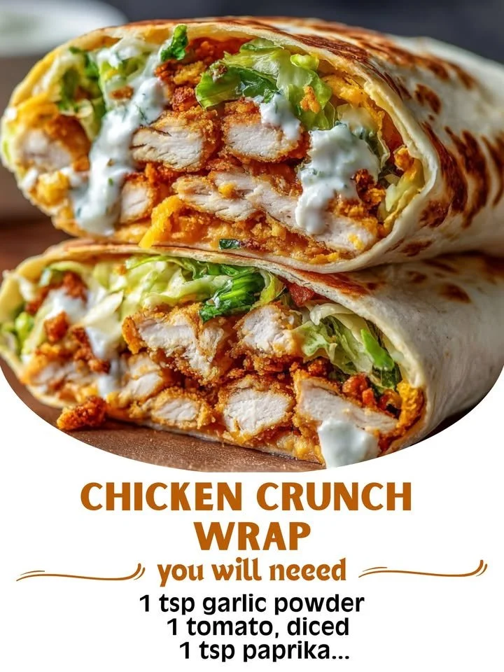 Delicious Chicken Crunch Wrap filled with crispy chicken and fresh ingredients.