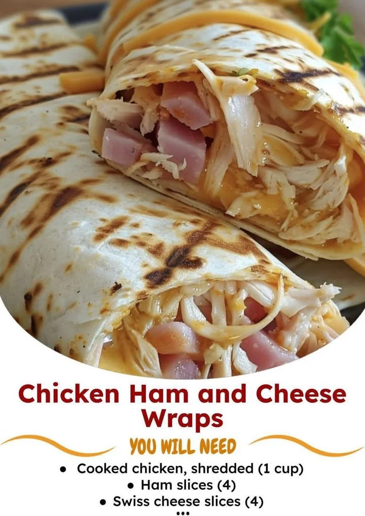 Delicious Chicken Ham and Cheese Wraps ready to be served