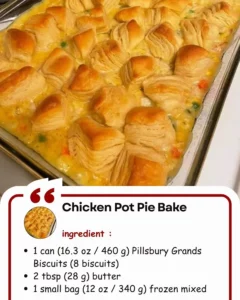 Homemade Chicken Pot Pie Bake with golden crust and savory filling