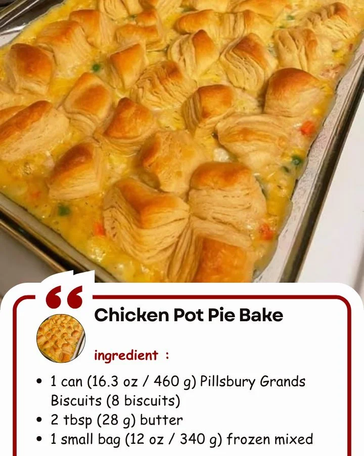 Homemade Chicken Pot Pie Bake with golden crust and savory filling