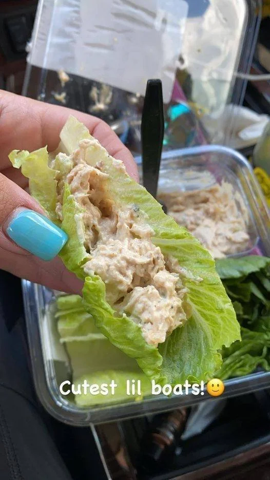 Delicious chicken salad with romaine lettuce in a healthy meal combo