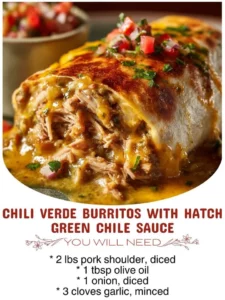 Delicious Chili Verde Burritos with Hatch Green Chile Sauce on a plate
