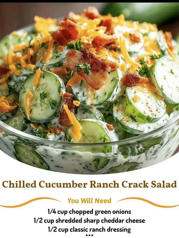 Chilled Cucumber Ranch Salad with fresh cucumbers and ranch dressing