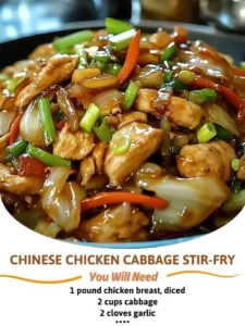 Delicious Chicken Cabbage Stir-Fry with tender chicken and fresh vegetables