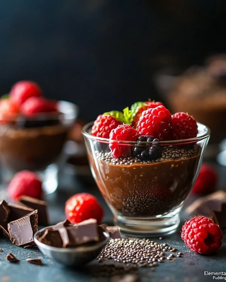 Delicious Chocolate Avocado Chia Pudding served in a bowl