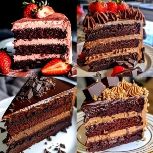 Delicious homemade chocolate cake with rich frosting and chocolate shavings