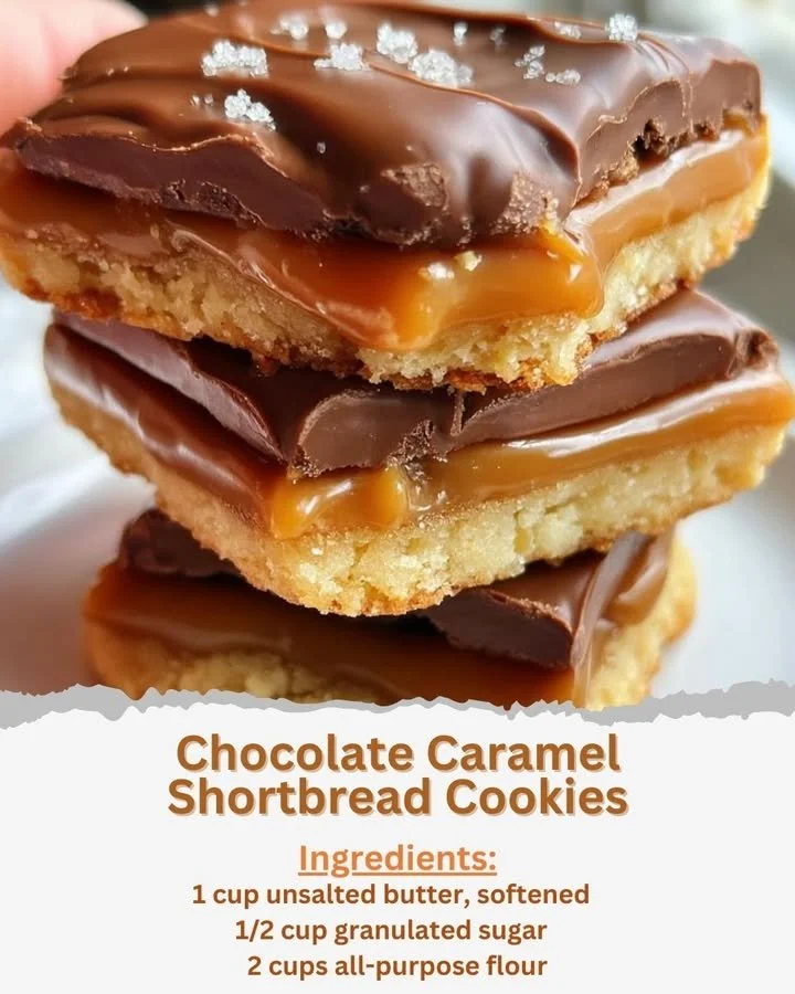 Chocolate Caramel Shortbread Cookies