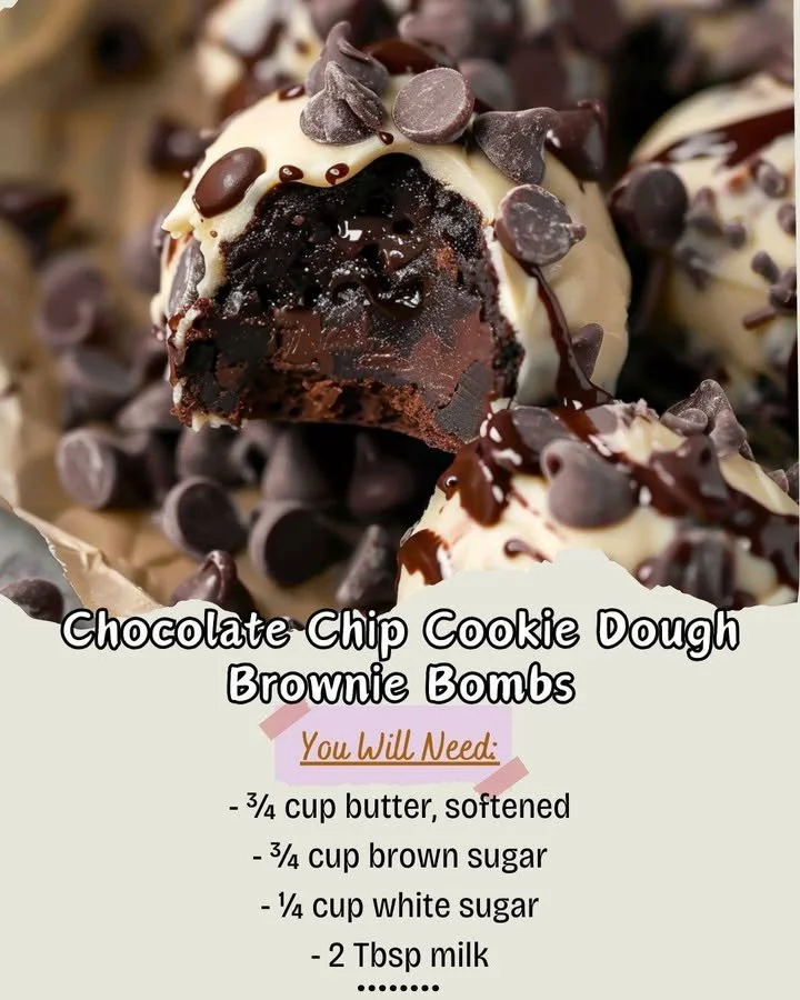 Chocolate Chip Cookie Dough Brownie Bombs