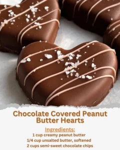 Delicious chocolate covered peanut butter hearts on a plate