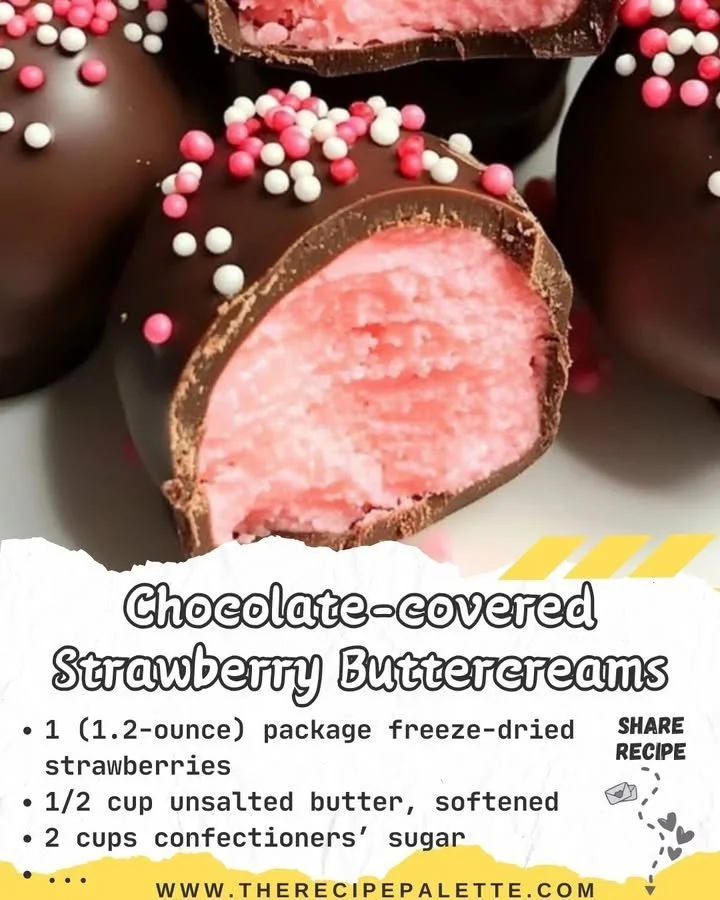 Decadent chocolate-covered strawberry buttercreams on a plate