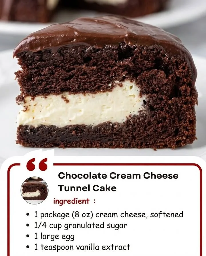 Decadent Chocolate Cream Cheese Tunnel Cake with cream cheese filling