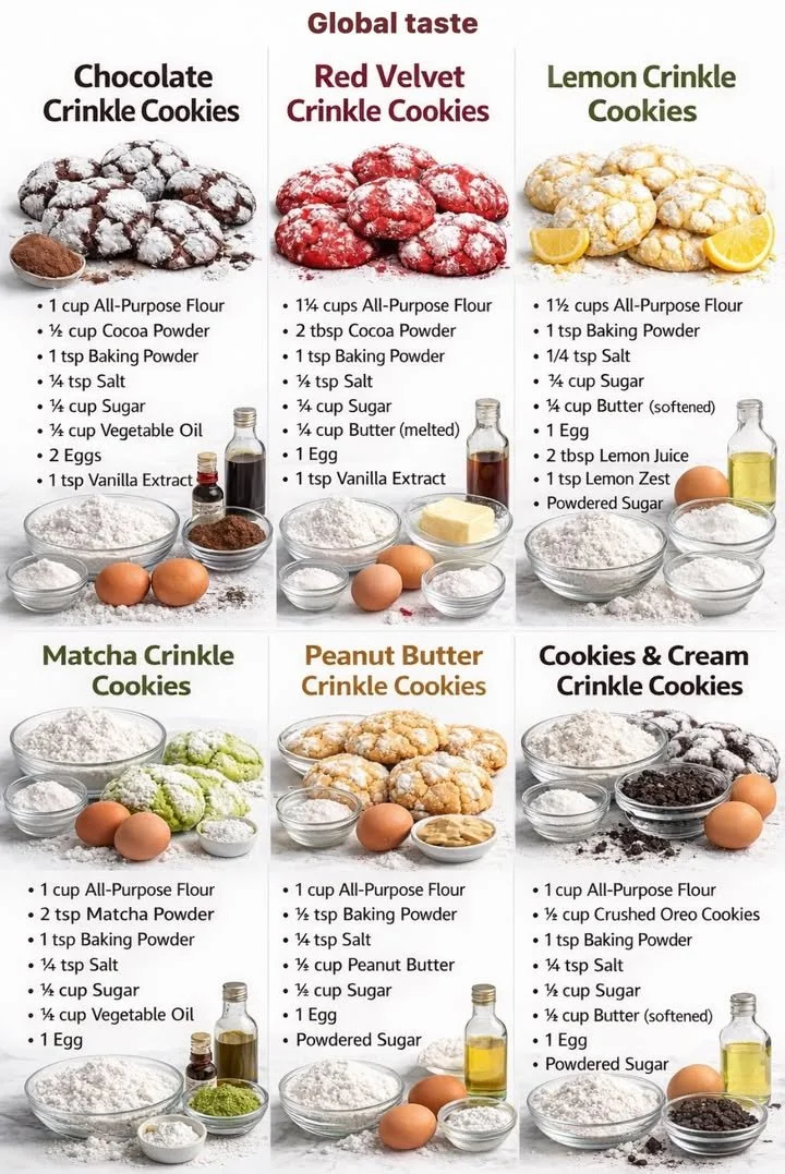 Delicious Chocolate Crinkle Cookies dusted with powdered sugar