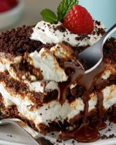 Delicious Chocolate Lasagna with layers of cream and chocolate