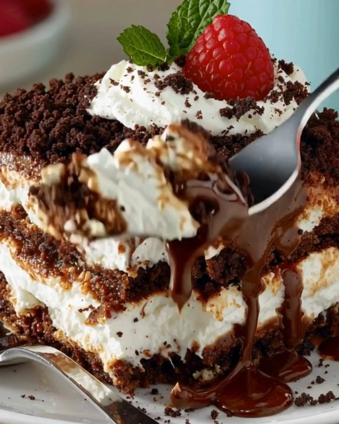 Delicious Chocolate Lasagna with layers of cream and chocolate